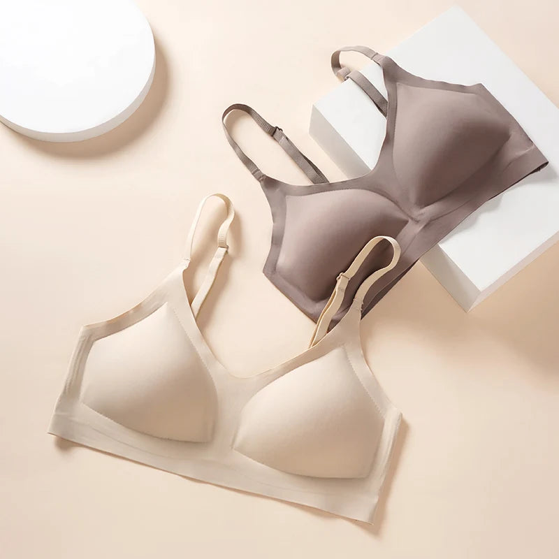 Top Feminino Sem Costura com Bojo Removível e Decote V Elástica Suave Velsa