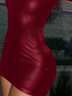 Vestido Mini Bodycon Preto Feminino Manga Curta, Decote Redondo, Cintura Marcada | Valentina Noir