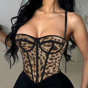 Top Corset Oncinha Feminino Alças Ajustáveis | Giulia Couture