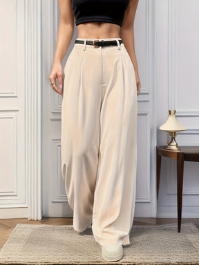 Calças Femininas Cintura Ala  Beige - Valentina Elegant