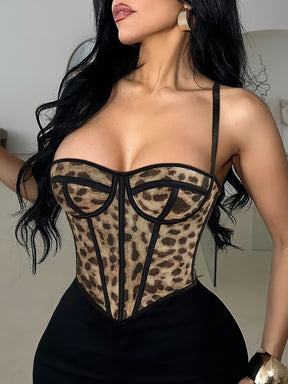 Top Corset Oncinha Feminino Alças Ajustáveis | Giulia Couture