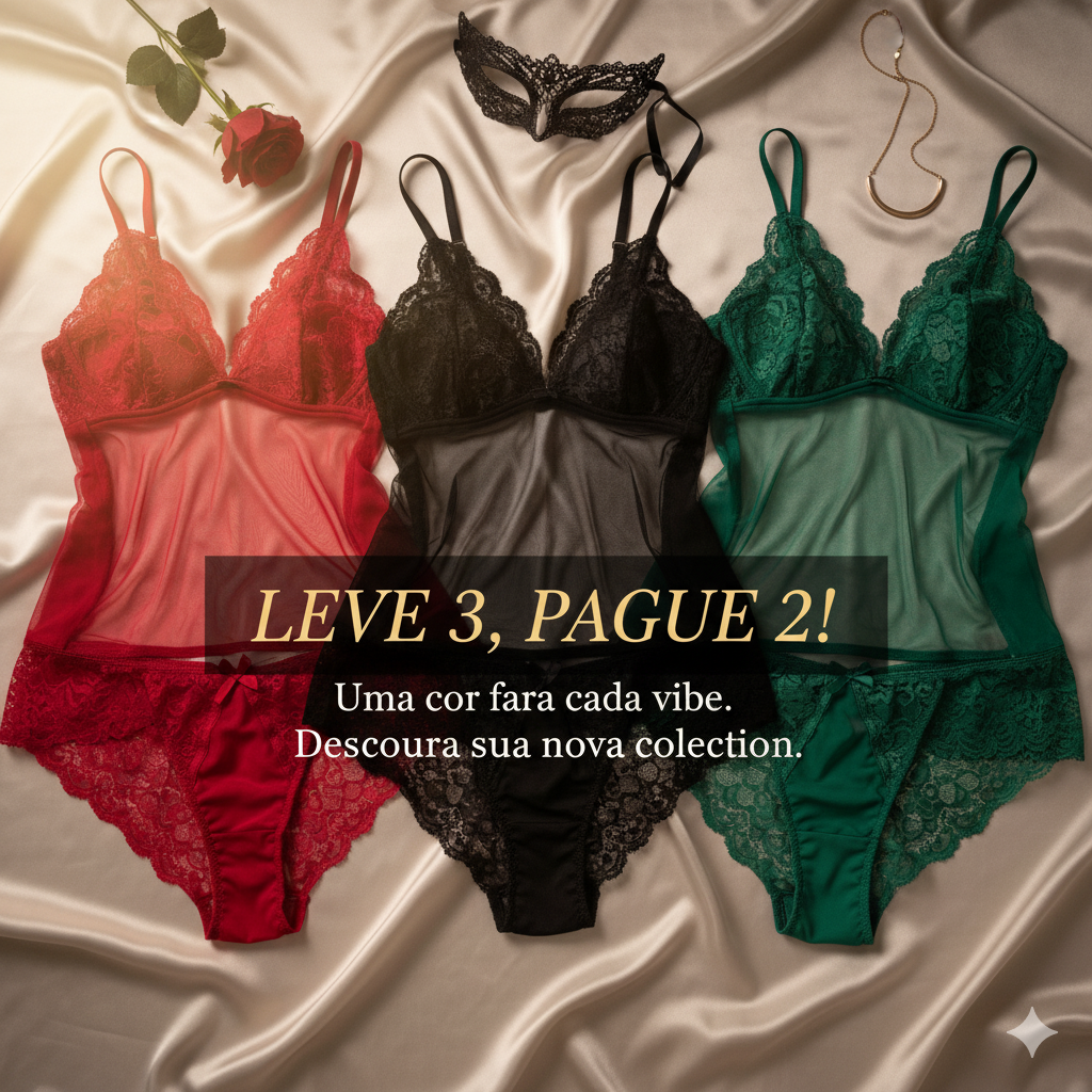 Leve 3 Pague 2 | Kit 3 Lingerie Seduction Bordado