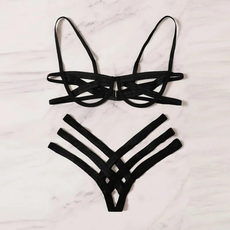 Conjunto Harness Sexy com Detalhes em Renda – Vynce Cage