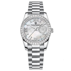Relógio Feminino Pagani Ocean Quartz com Cristal de Safira e Pulseira de Aço Inoxidável