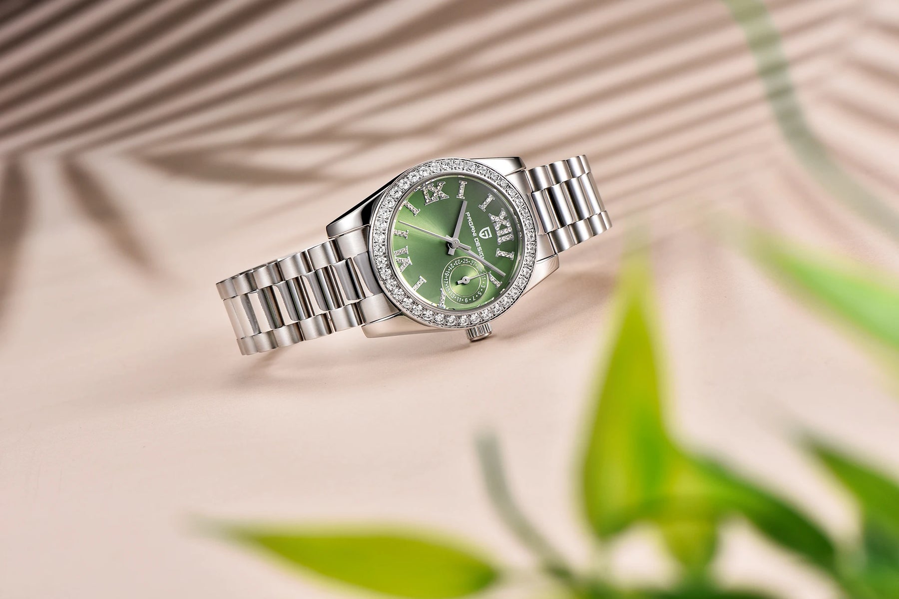 Relógio Feminino Pagani Ocean Quartz com Cristal de Safira e Pulseira de Aço Inoxidável