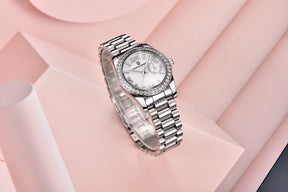 Relógio Feminino Pagani Ocean Quartz com Cristal de Safira e Pulseira de Aço Inoxidável