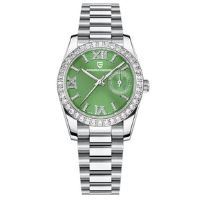 Relógio Feminino Pagani Ocean Quartz com Cristal de Safira e Pulseira de Aço Inoxidável