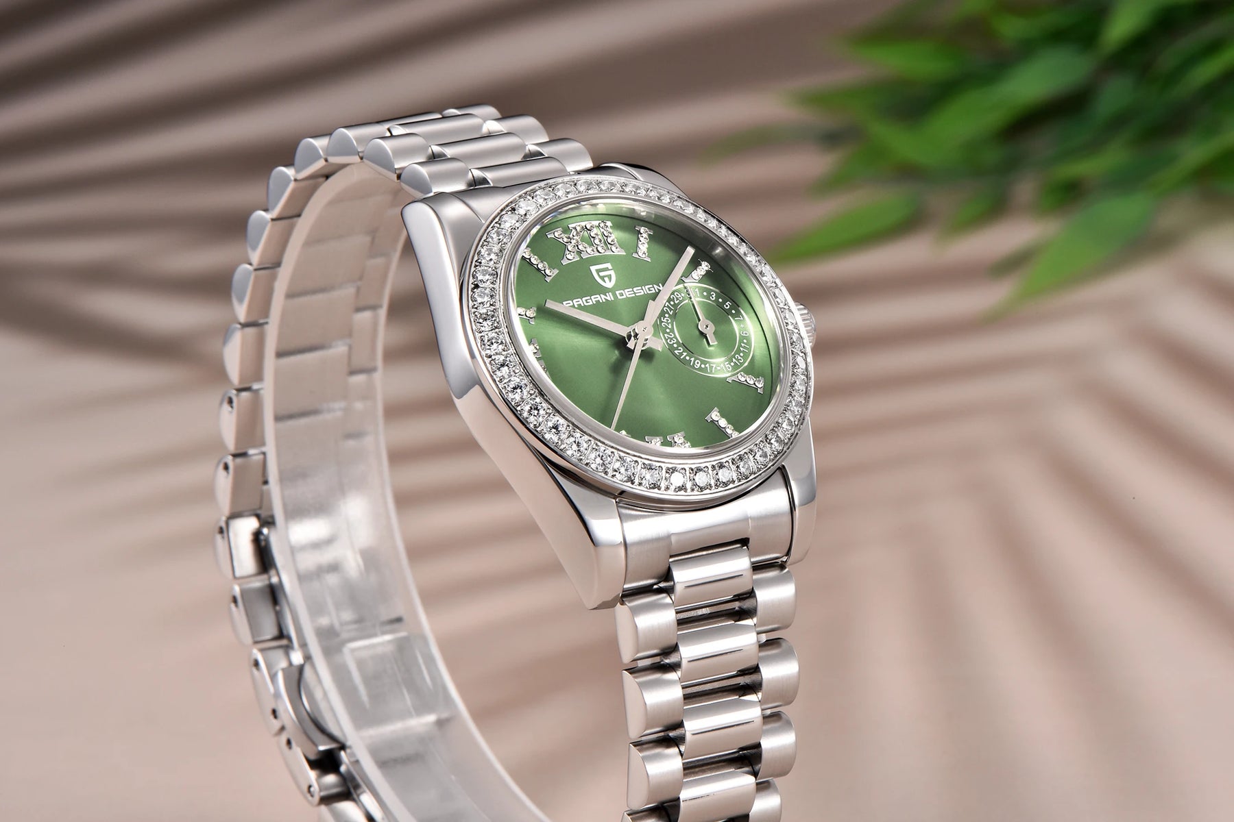 Relógio Feminino Pagani Ocean Quartz com Cristal de Safira e Pulseira de Aço Inoxidável