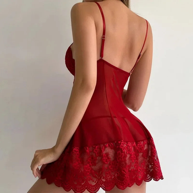 Camisola Curta Sensual com Renda e Transparência | Lunalisse Night