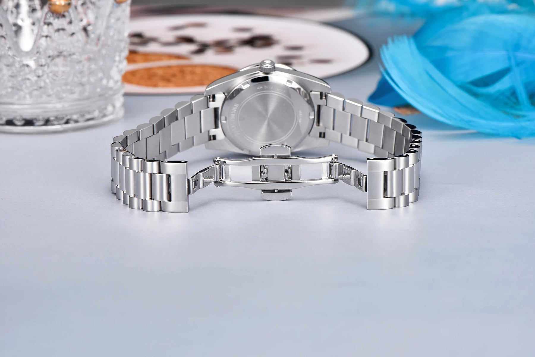 Relógio Feminino Pagani Ocean Quartz com Cristal de Safira e Pulseira de Aço Inoxidável
