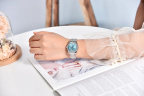 Relógio Feminino Pagani Ocean Quartz com Cristal de Safira e Pulseira de Aço Inoxidável