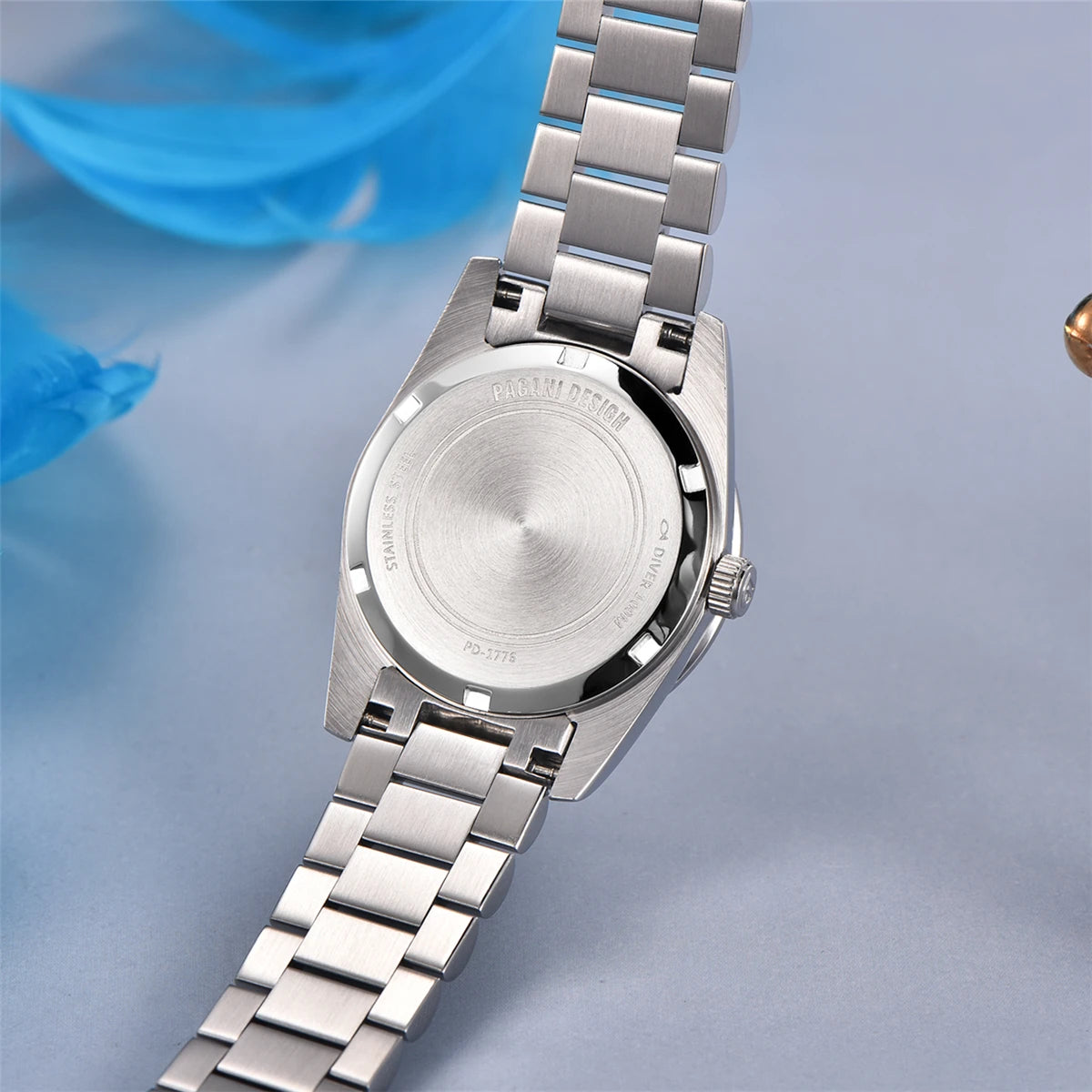 Relógio Feminino Pagani Ocean Quartz com Cristal de Safira e Pulseira de Aço Inoxidável