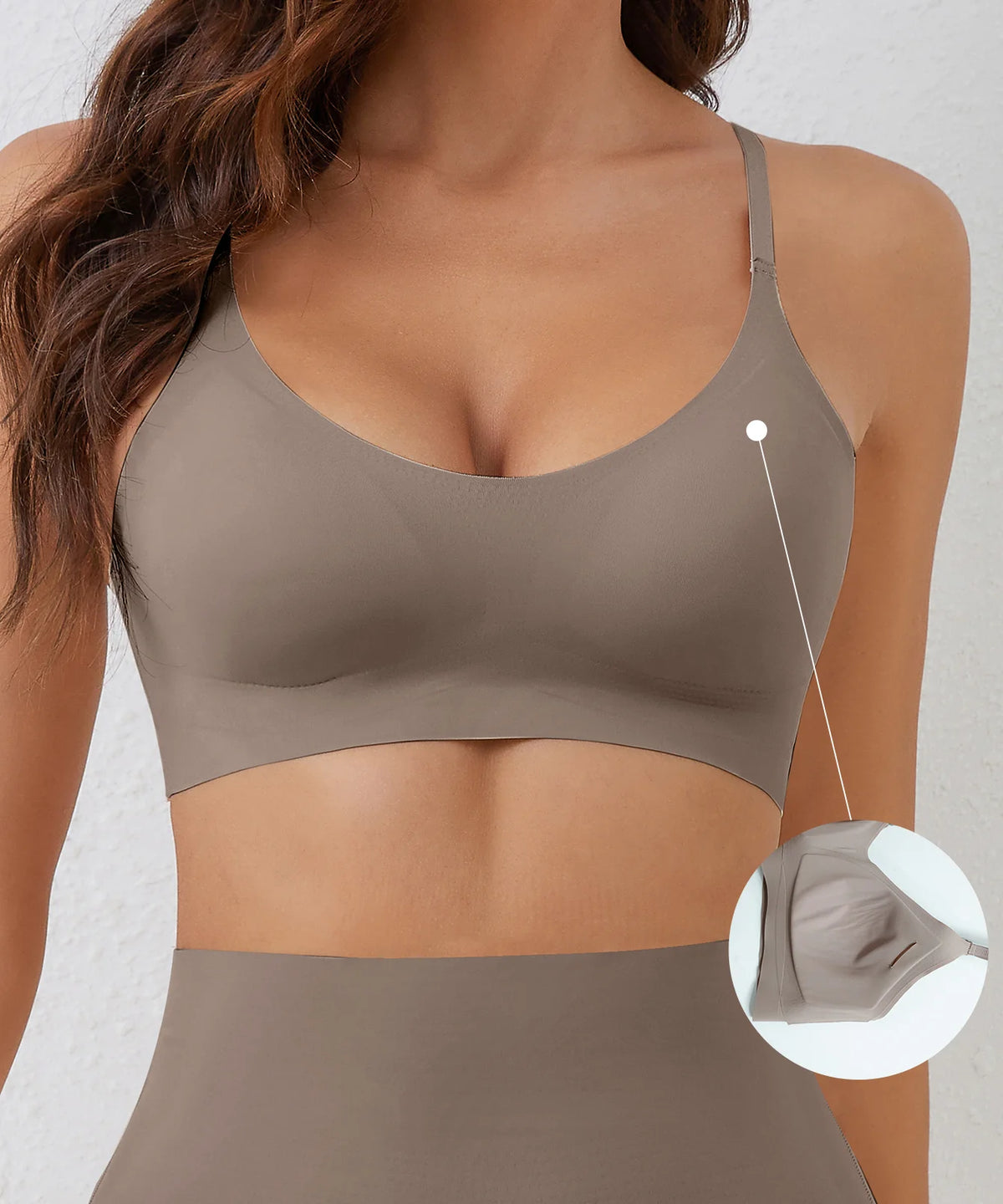 Top Feminino Sem Costura com Bojo Removível e Decote V Elástica Suave Velsa
