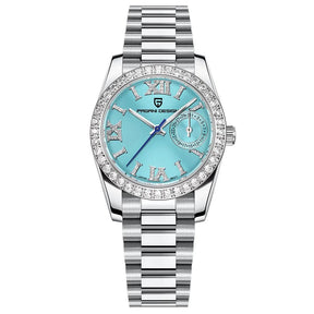 Relógio Feminino Pagani Ocean Quartz com Cristal de Safira e Pulseira de Aço Inoxidável