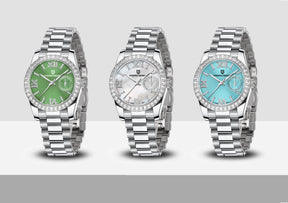 Relógio Feminino Pagani Ocean Quartz com Cristal de Safira e Pulseira de Aço Inoxidável