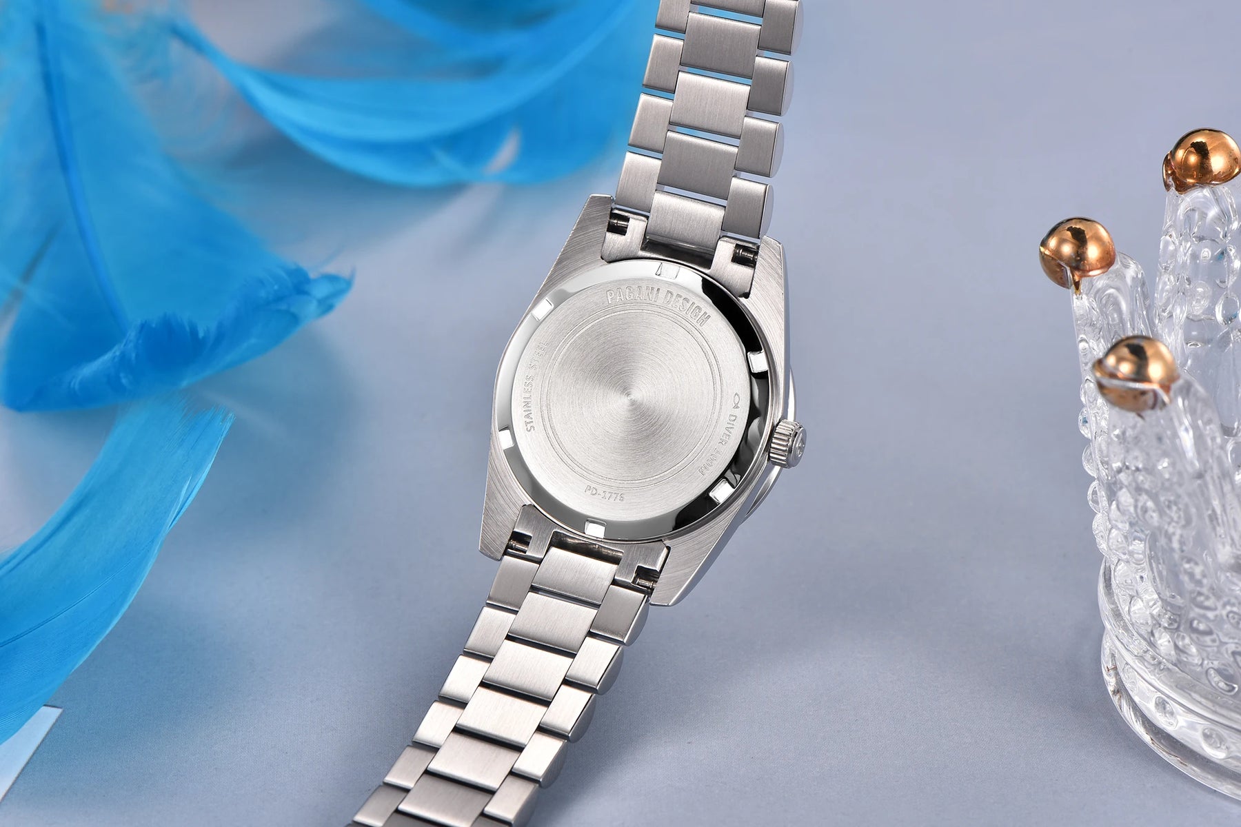Relógio Feminino Pagani Ocean Quartz com Cristal de Safira e Pulseira de Aço Inoxidável