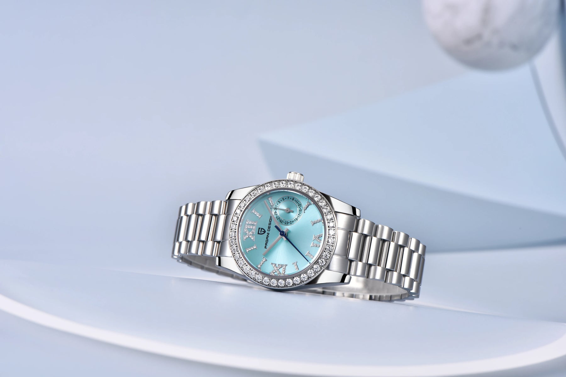 Relógio Feminino Pagani Ocean Quartz com Cristal de Safira e Pulseira de Aço Inoxidável