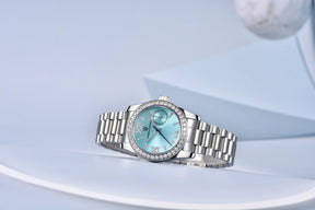 Relógio Feminino Pagani Ocean Quartz com Cristal de Safira e Pulseira de Aço Inoxidável