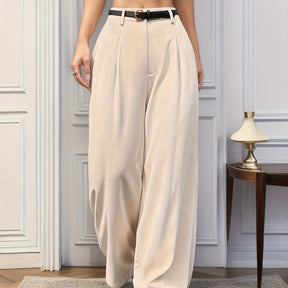 Calças Femininas Cintura Ala  Beige - Valentina Elegant