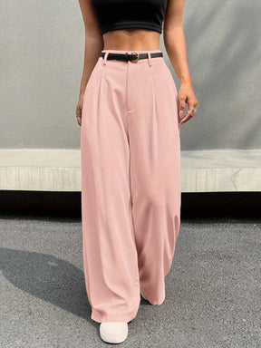 Calças Femininas Cintura Ala  Beige - Valentina Elegant