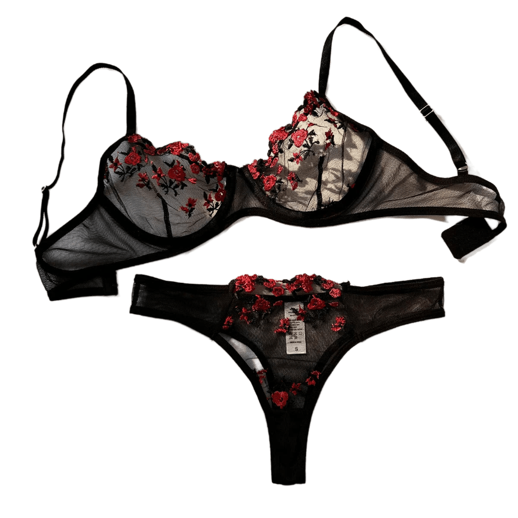 Conjunto de Lingerie Bordada com Bralette Fino | Éclora Bloom - LumiaVibe