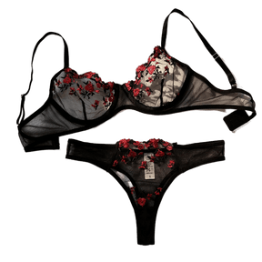 Conjunto de Lingerie Bordada com Bralette Fino | Éclora Bloom - LumiaVibe