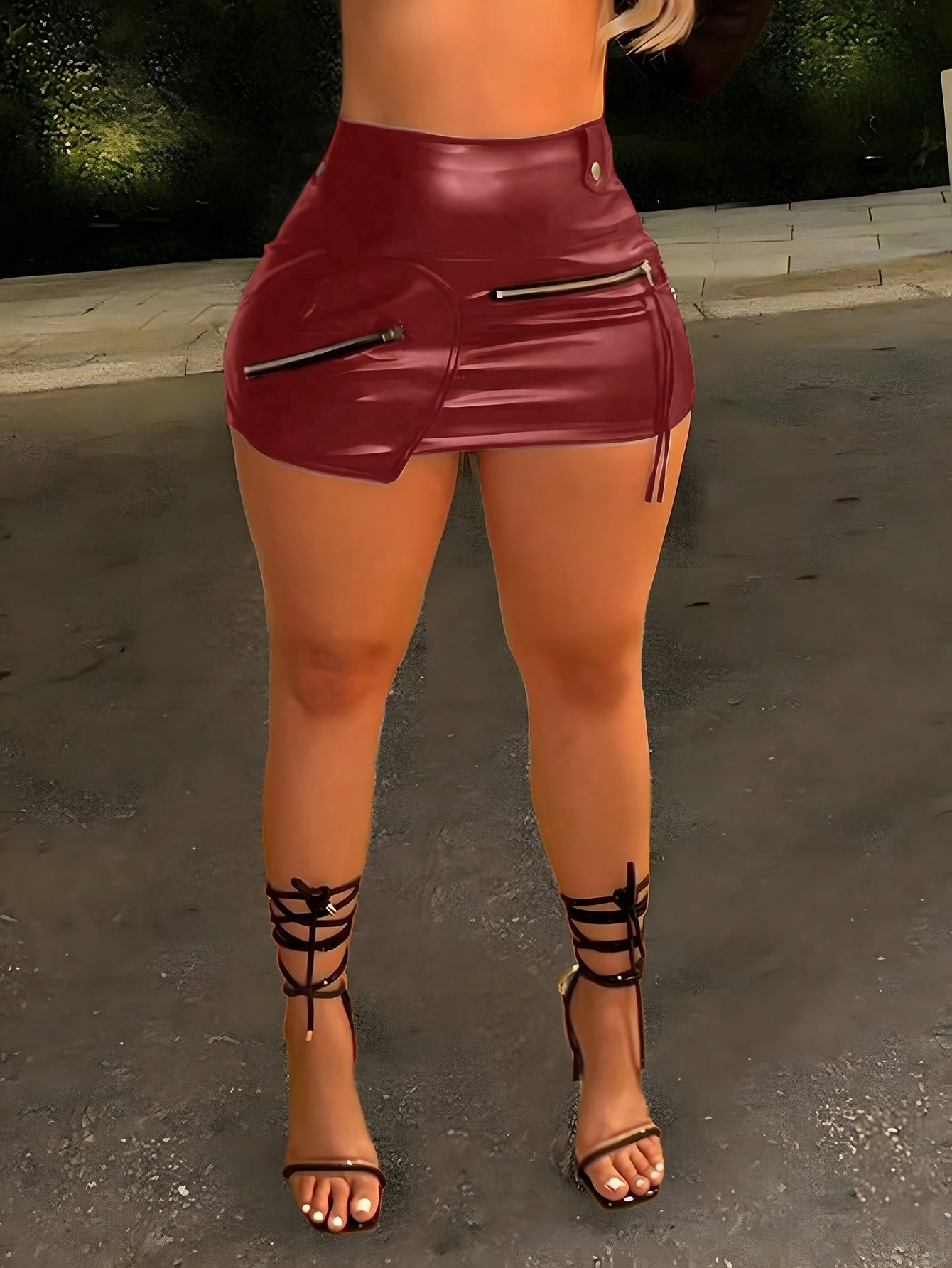 Mini Saia Bodycon de Couro Feminina Cintura Alta | Valentina Couture