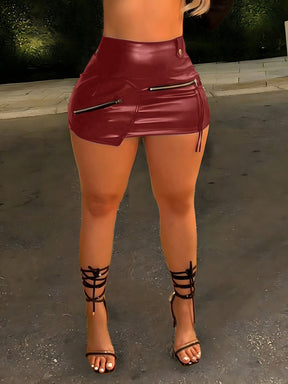 Mini Saia Bodycon de Couro Feminina Cintura Alta | Valentina Couture