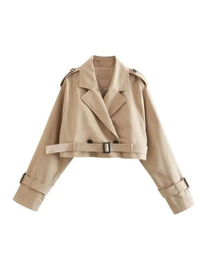 Jaqueta Trench Cropped Feminina | Vibe Chic - LumiaVibe