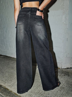 Jeans Feminino Cintura Alta com Strass - Isabella Glam - LumiaVibe