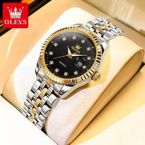 Relógio Feminino de Aço Inoxidável - OLEVS Luxury Diamond - LumiaVibe