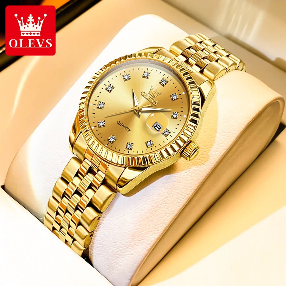 Relógio Feminino de Aço Inoxidável - OLEVS Luxury Diamond - LumiaVibe