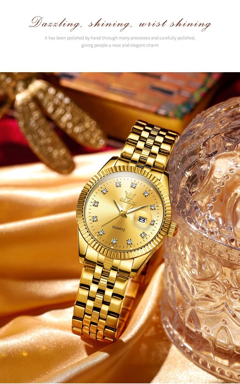 Relógio Feminino de Aço Inoxidável - OLEVS Luxury Diamond - LumiaVibe