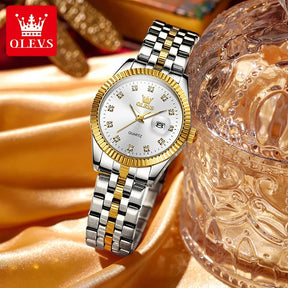 Relógio Feminino de Aço Inoxidável - OLEVS Luxury Diamond - LumiaVibe