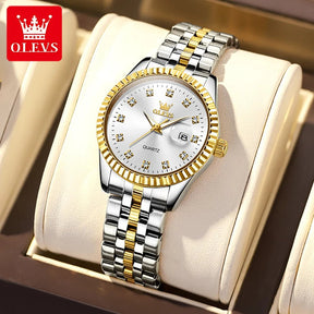 Relógio Feminino de Aço Inoxidável - OLEVS Luxury Diamond - LumiaVibe