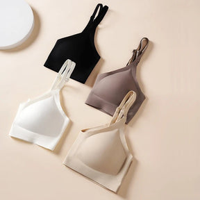 Top Feminino Sem Costura com Bojo Removível e Decote V Elástica Suave Velsa - LumiaVibe
