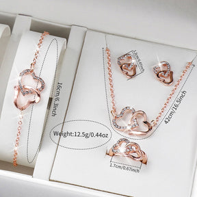 Women Luxe Set | Relógio Quartz de Couro com Acessórios Rose Gold - LumiaVibe