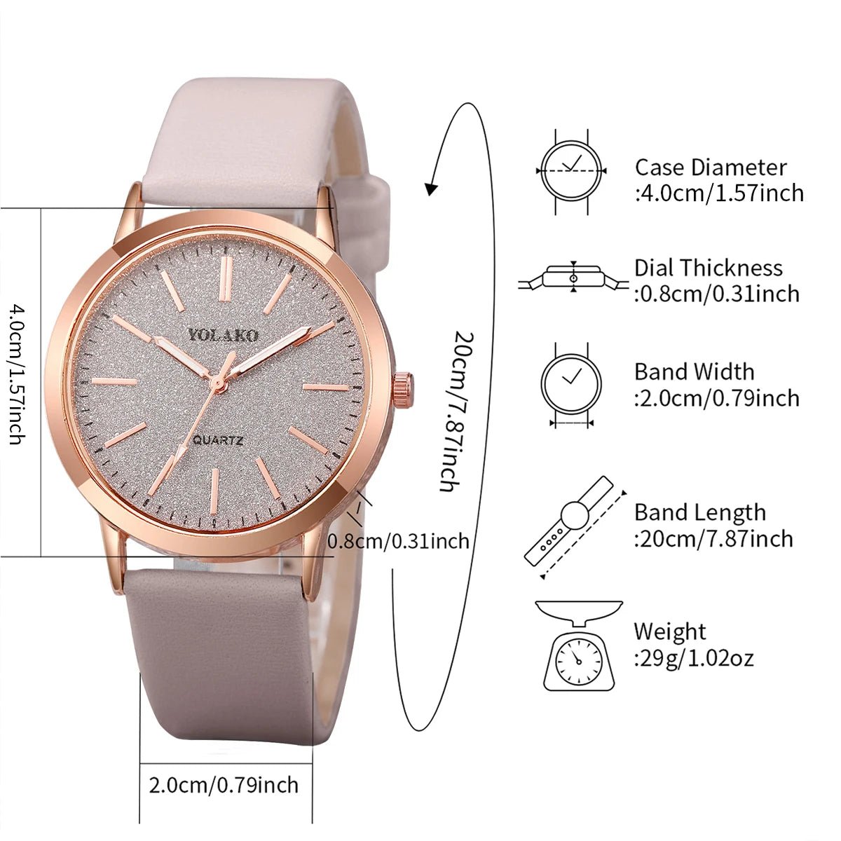 Women Luxe Set | Relógio Quartz de Couro com Acessórios Rose Gold - LumiaVibe