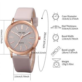 Women Luxe Set | Relógio Quartz de Couro com Acessórios Rose Gold - LumiaVibe