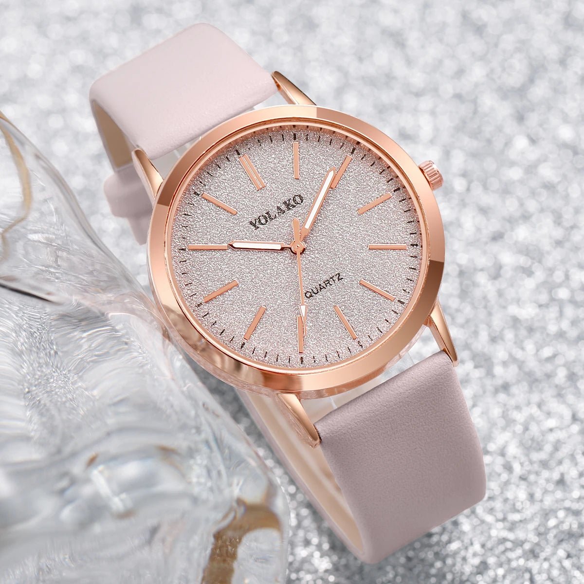 Women Luxe Set | Relógio Quartz de Couro com Acessórios Rose Gold - LumiaVibe